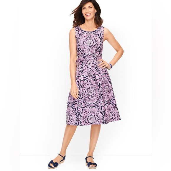 Talbots poplin fit & flare dress - Picture 1 of 7
